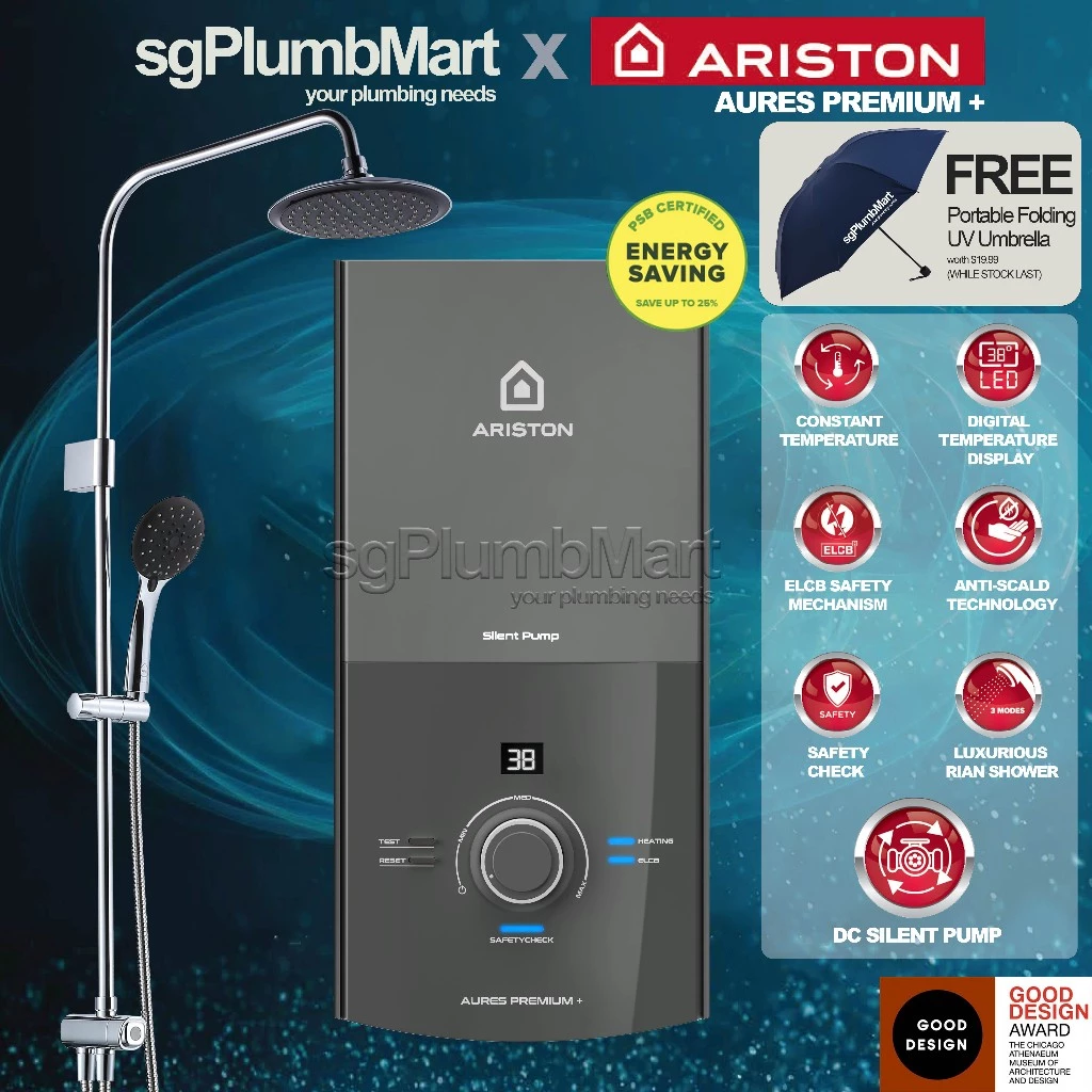 Ariston Aures Premium + Pump & Rainshower